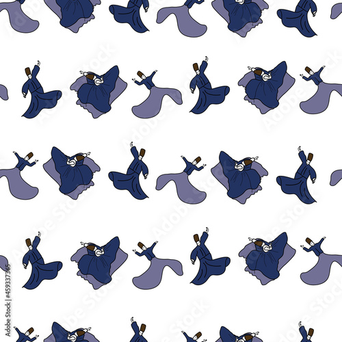 Vector White Sufi dancers Dervish background pattern