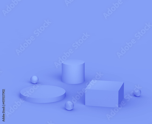 3d royal blue and purple platform minimal studio background. Abstract 3d geometric shape object illustration render.  Display for cosmetics and beauty fashion product.