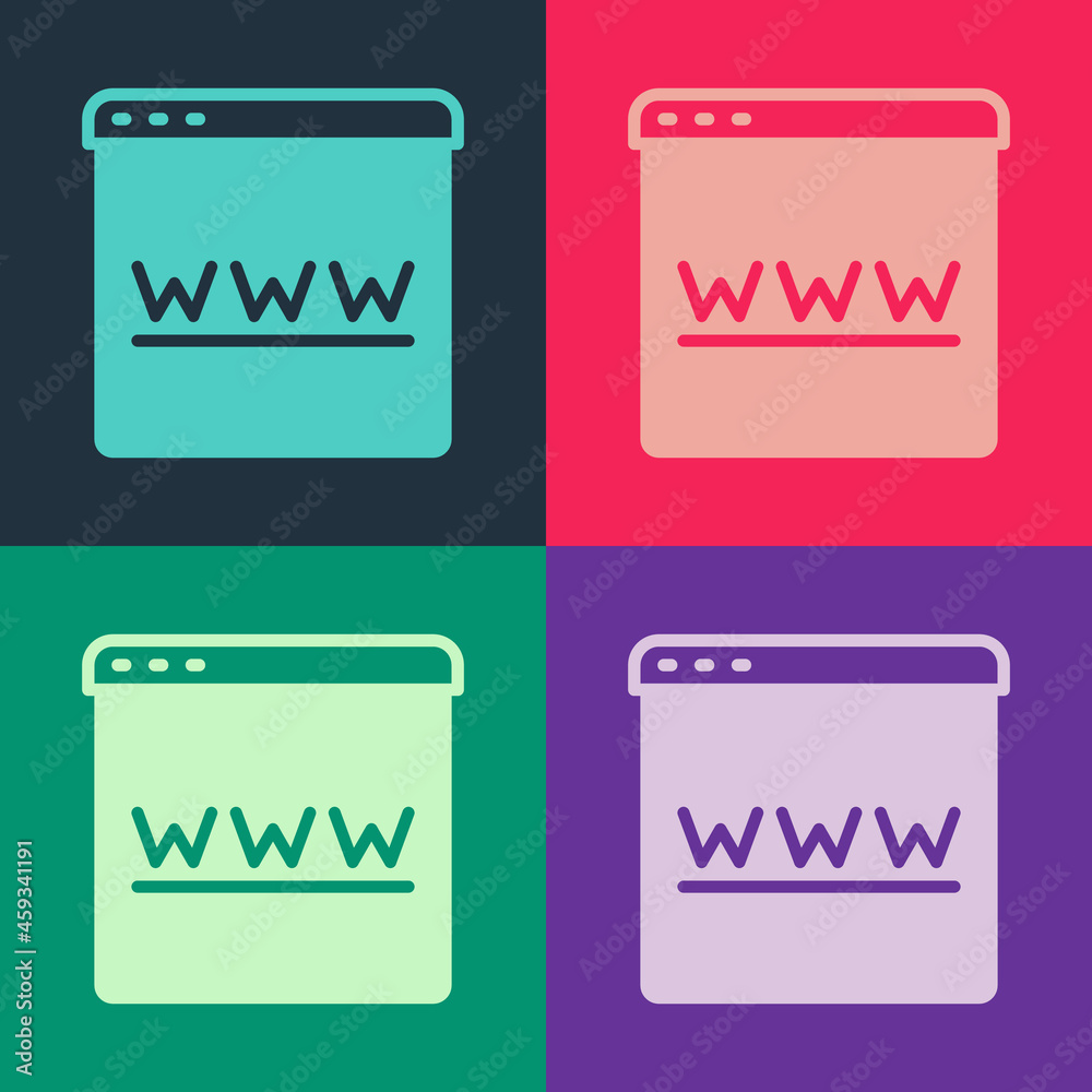 Pop art Browser window icon isolated on color background. Vector Pop art Browser window icon isolated on color background. Vector