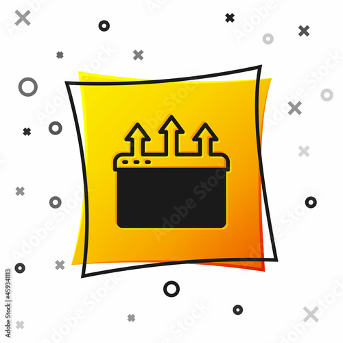 Black Browser window icon isolated on white background. Yellow square button. Vector