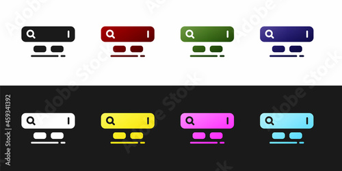 Set Search engine icon isolated on black and white background. Vector