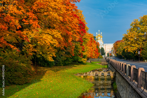 Catherine park in autumn foliage, Tsarskoe Selo (Pushkin), Saint Petersburg, Russia