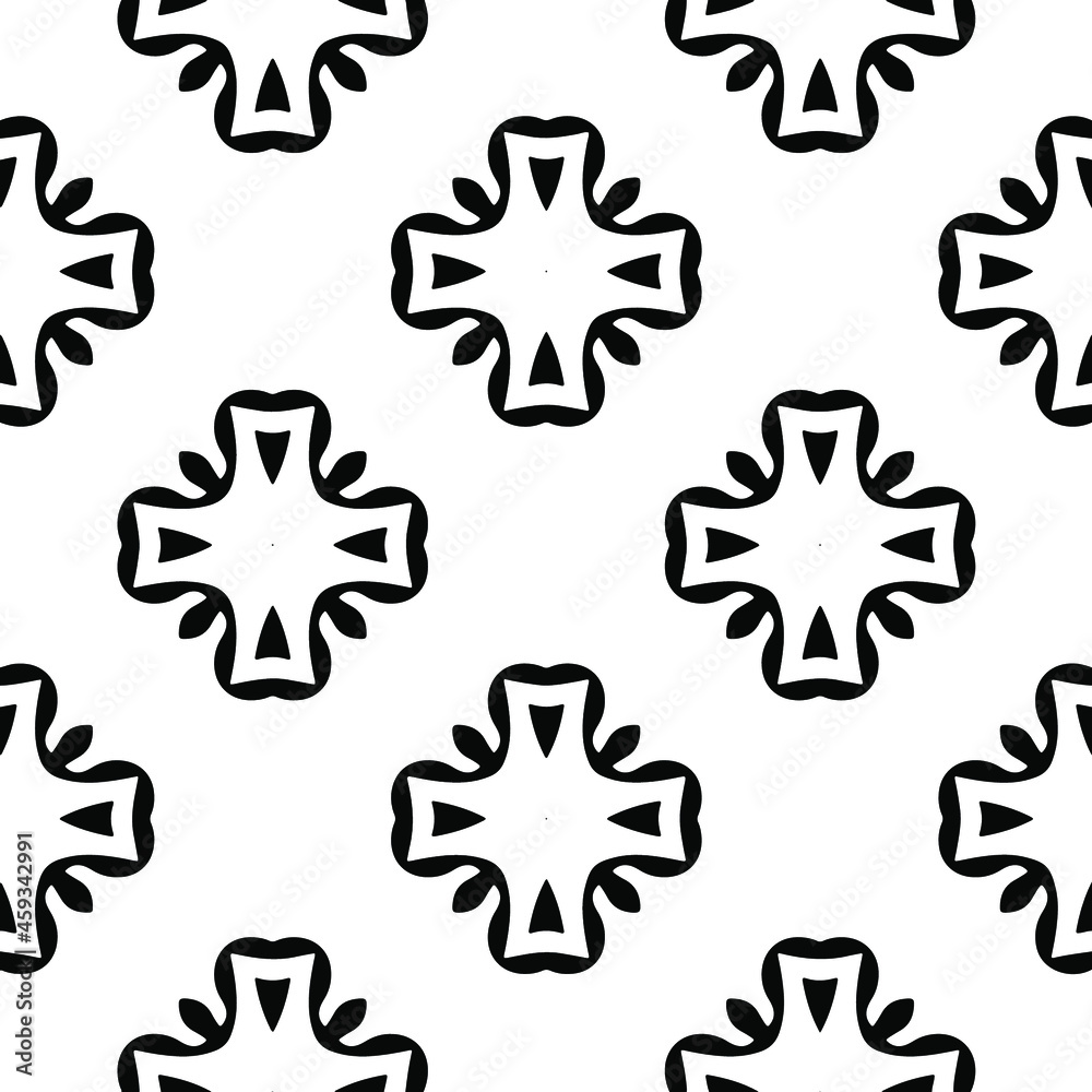 Obraz premium Seamless vector pattern in geometric ornamental style. Black ornament.