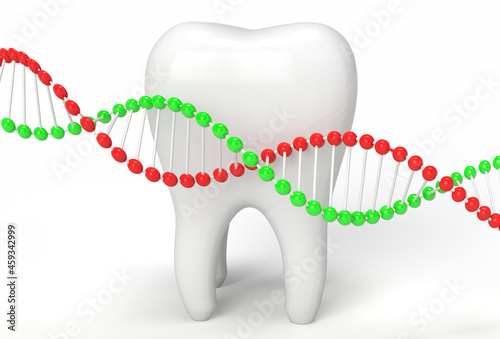 3D tooth and Dna icon