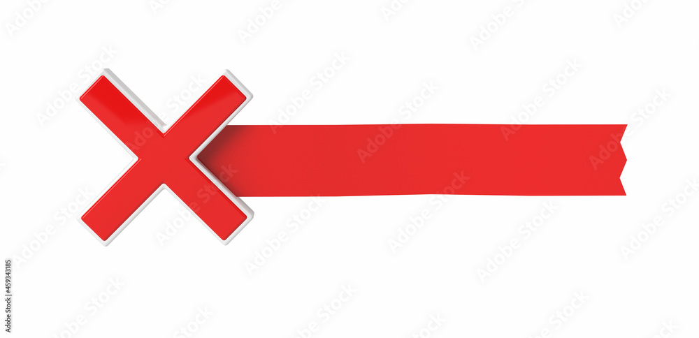 3D X icon symbol with ribbon