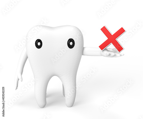 3D tooth and X symbol