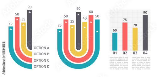Bar graph template. Vector illustration for workflow layout, diagram, number options, web design. Vector business infographic template for report, presentation in trendy pastel colors