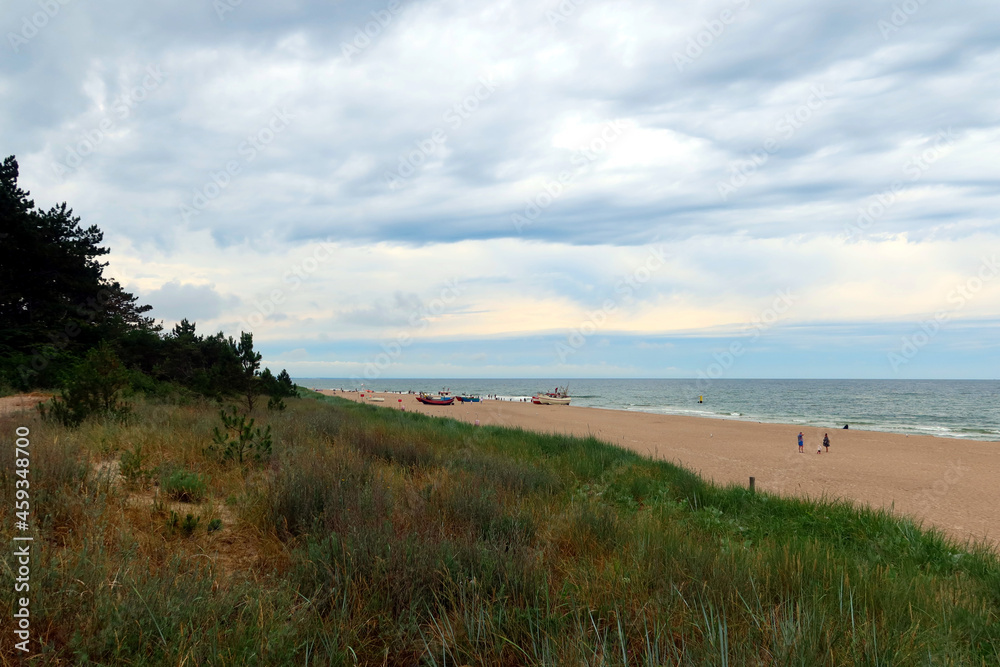 Dabki beach, Poland. Beautiful seaside landscape. View from sand dunes