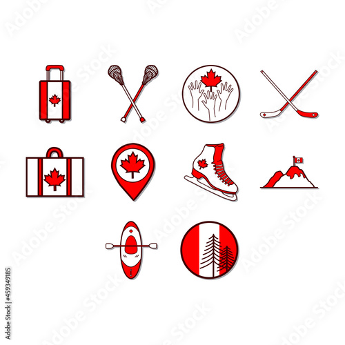 collection of cartoon canada day icon vector