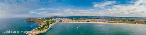 Fototapeta Naklejka Na Ścianę i Meble -  Aerial view over the village and bay of São Martinho do Porto, Portugal