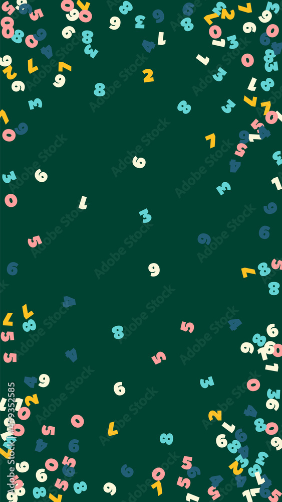 Falling pastel numbers. Math study concept with flying digits. Attractive back to school mathematics banner on blackboard background. Falling numbers vector illustration. Falling pastel numbers. Math study concept with flying digits. Attractive back to school mathematics banner on blackboard background. Falling numbers vector illustration.