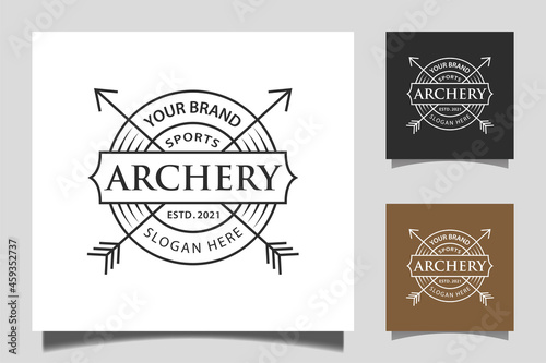 Canvas-taulu archery Crossed Arrows with typography Vintage badge Rustic Hipster Stamp logo d