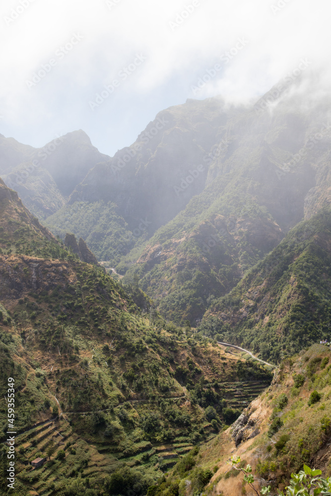 Scenic Mountains with fog at Madeira Island in Portugal Scenic Mountains with fog at Madeira Island in Portugal