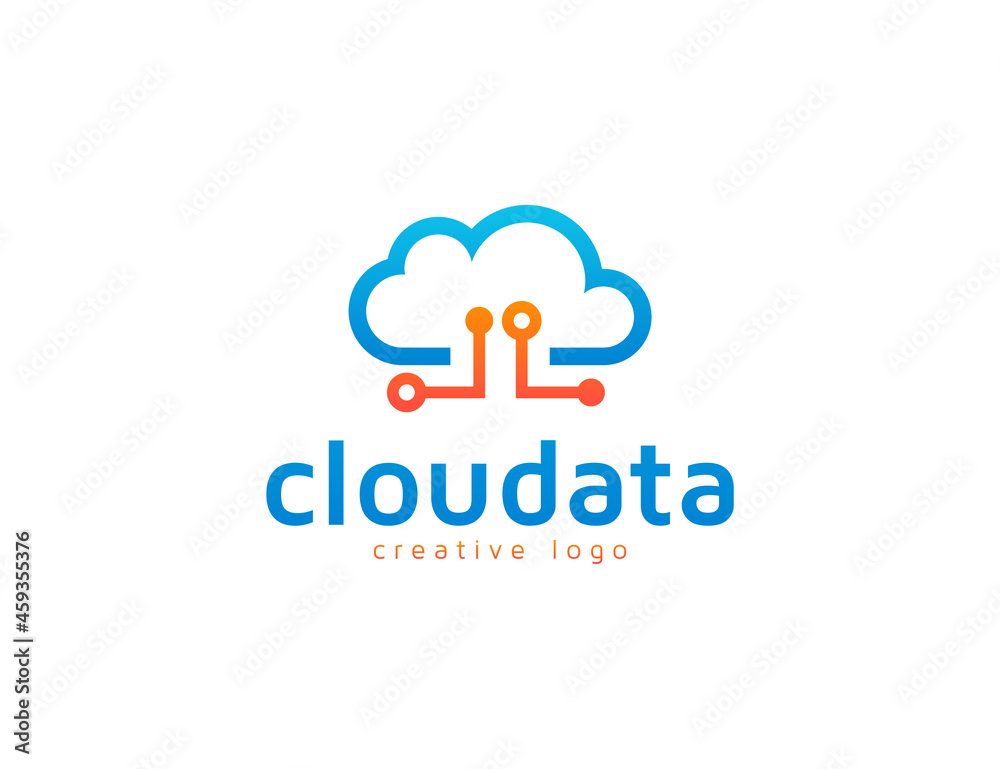 Cloud and technolgy data symbol logo design template Cloud and technolgy data symbol logo design template