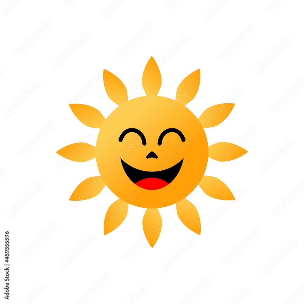 vector sun shining with a smile. sun icon in flat style.