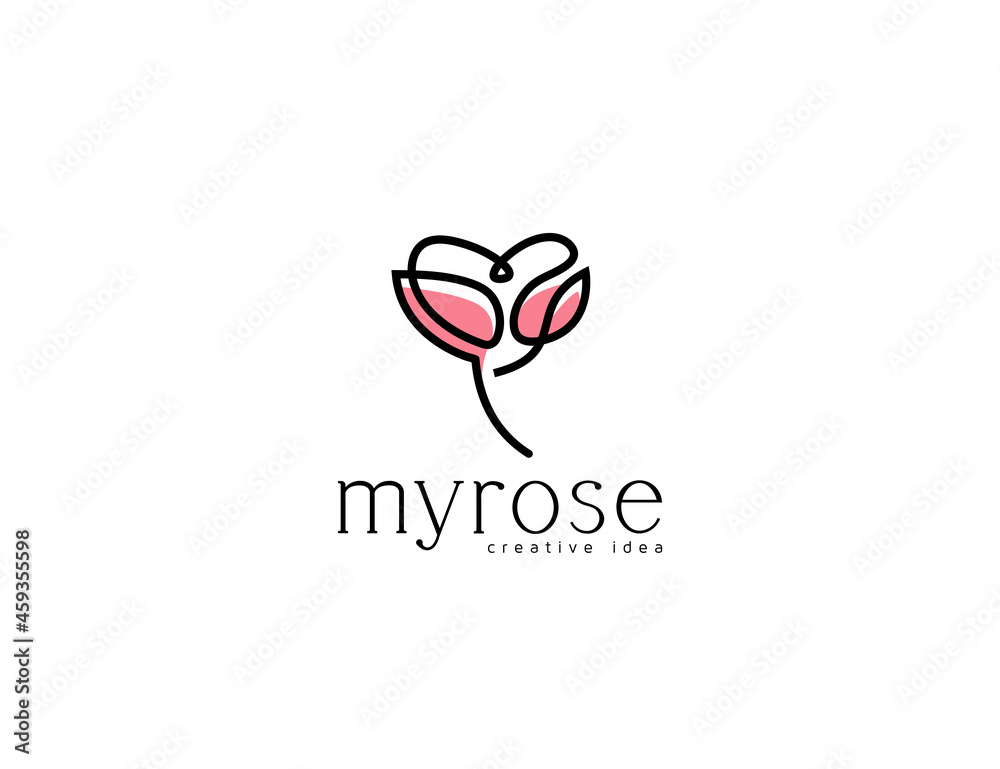 Minimalist rose flower logo design illustration Minimalist rose flower logo design illustration