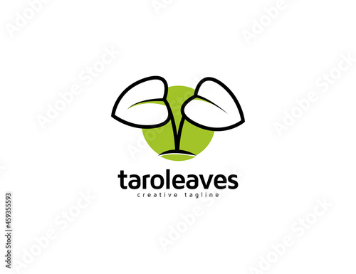 Flat taro plant leaves logo illustration photo