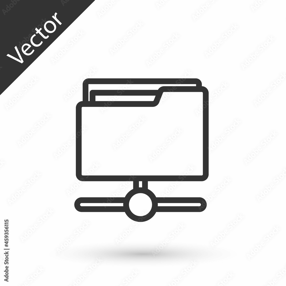 Grey line FTP folder icon isolated on white background. Software update, transfer protocol, router, teamwork tool management, copy process, info. Vector Grey line FTP folder icon isolated on white background. Software update, transfer protocol, router, teamwork tool management, copy process, info. Vector