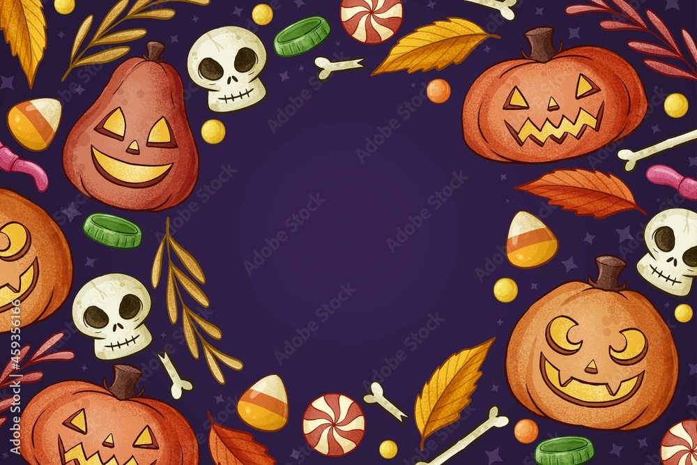 hand drawn halloween background vector design illustration