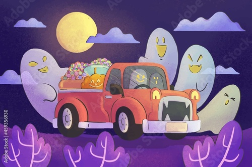 watercolor trunk treat background vector design illustration