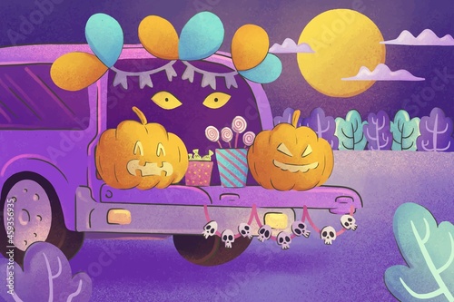watercolor trunk treat background vector design illustration