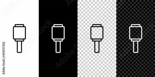Set line RKG 3 anti-tank hand grenade icon isolated on black and white, transparent background. Vector