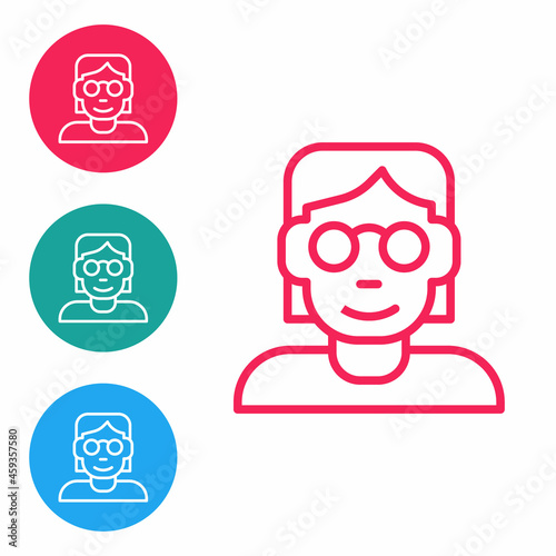 Red line Hacker or coder icon isolated on white background. Programmer developer working on code, coding, testing, debugging, analysing. Set icons in circle buttons. Vector