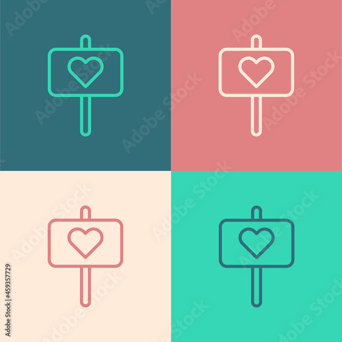Pop art line Peace icon isolated on color background. Hippie symbol of peace. Vector