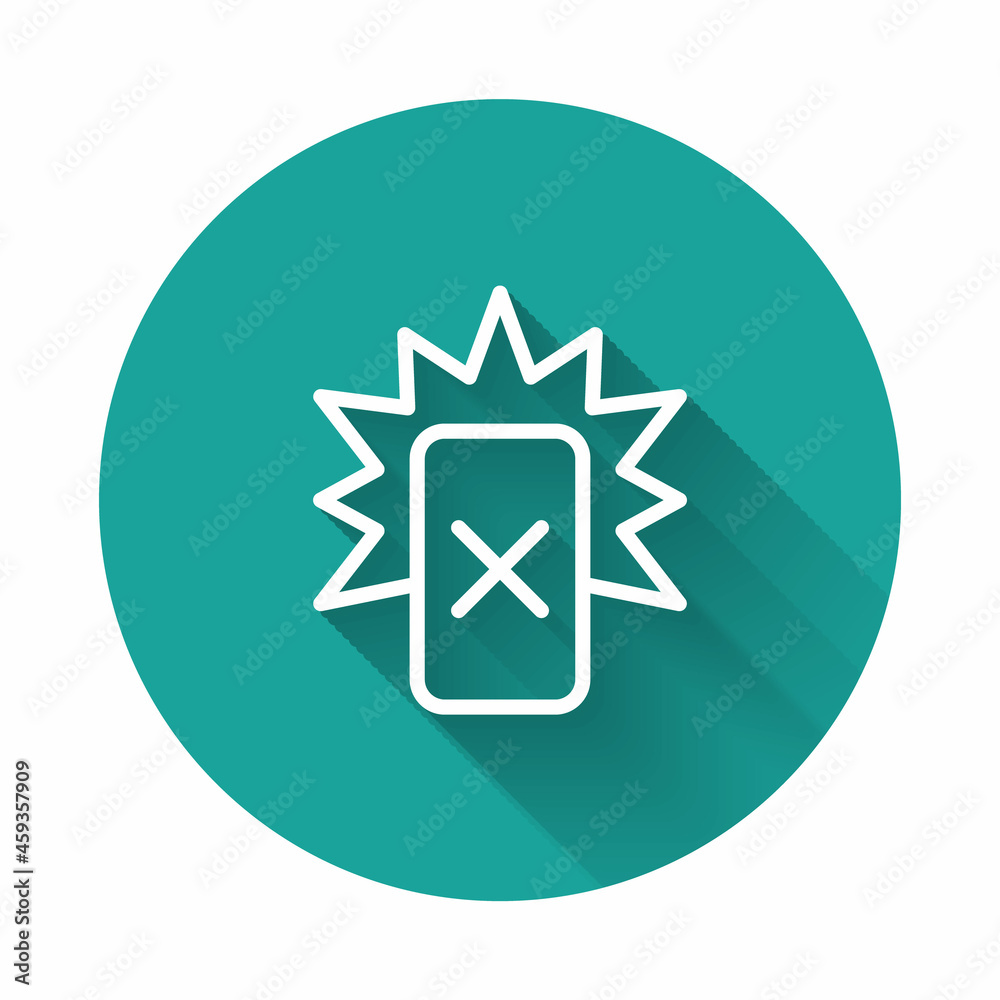 White line Red card football icon isolated with long shadow background. Referee card. Green circle button. Vector White line Red card football icon isolated with long shadow background. Referee card. Green circle button. Vector