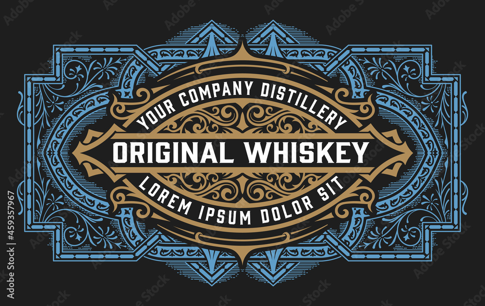 Obraz premium Whiskey label with old frames