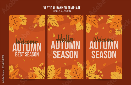autumn vertical banner design template Premium Vector for social media post, web banner and flyer