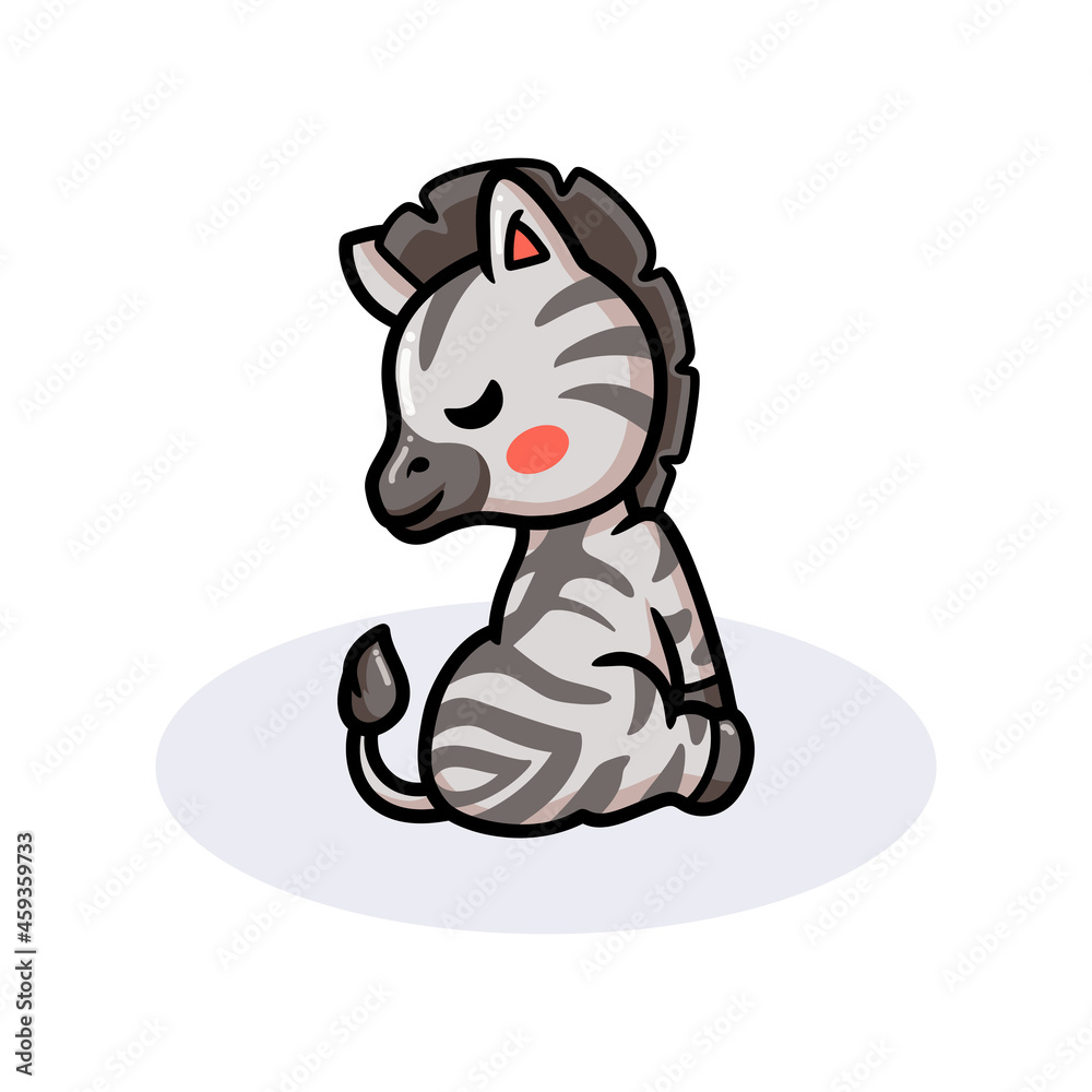 Cute baby zebra cartoon sitting