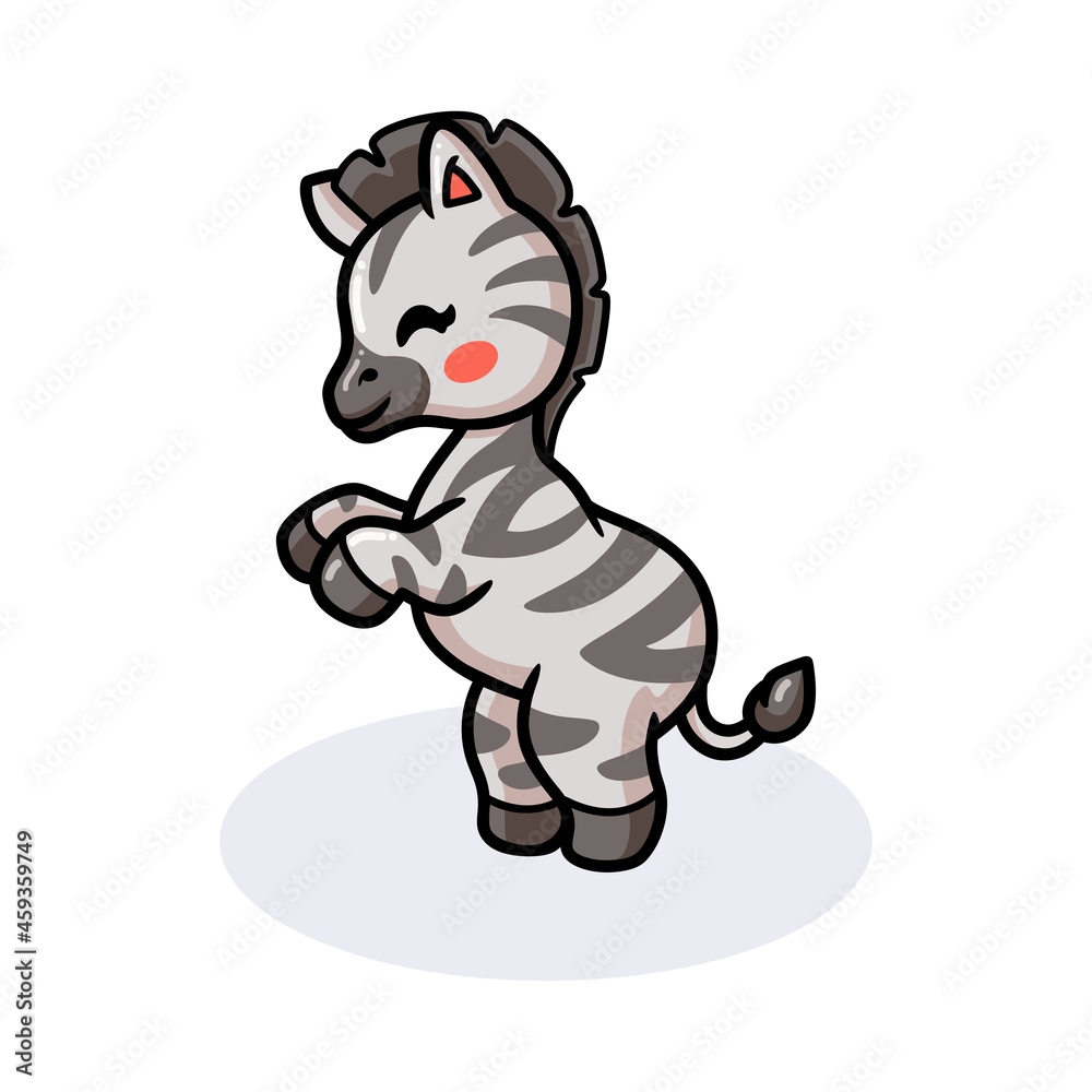 Fototapeta premium Cute baby zebra cartoon standing