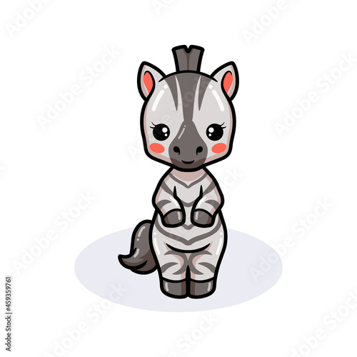 Cute baby zebra cartoon standing