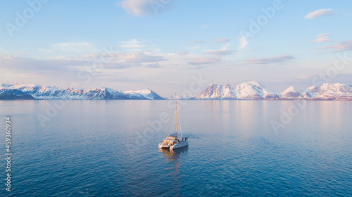 Catamaran in arctic sea