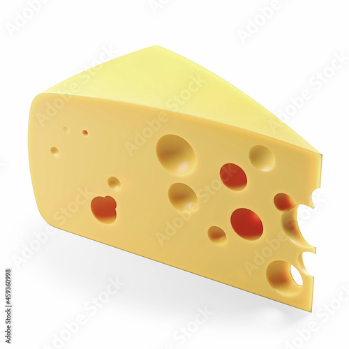 Piece of cheese isolated on white background 3D