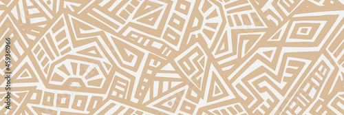 Unique Geometric Vector Seamless Pattern made in ethnic style. Aztec textile print. African traditional design. Creative boho pattern. Perfect for site backgrounds, wrapping paper and fabric design.