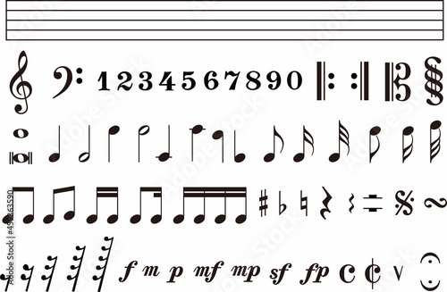 collection of the common musical symbols