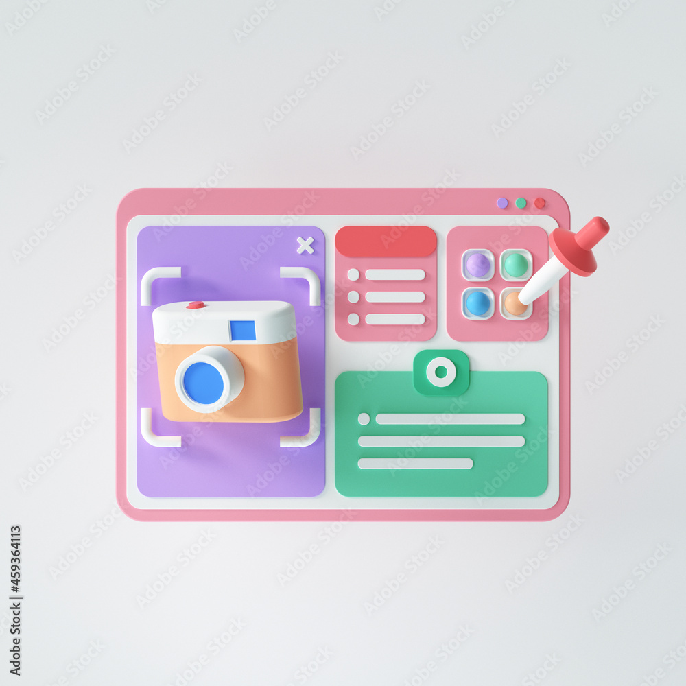 Design and development of a 3D website concept. Search engine optimization (SEO) analysis, application development, and programming. 3d render illustration Design and development of a 3D website concept. Search engine optimization (SEO) analysis, application development, and programming. 3d render illustration