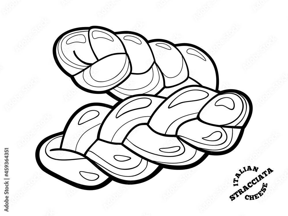 Stracciata italian cheese.. Outline illustrationin doodle style. Stracciata italian cheese.. Outline illustrationin doodle style.
