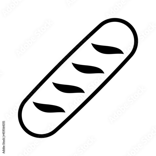 French bread baguette line art vector icon for food apps and websites