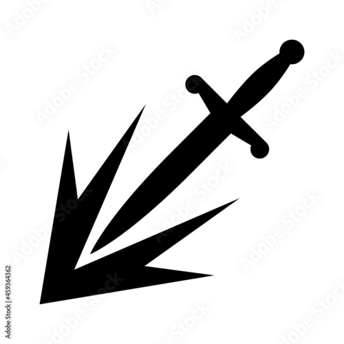 Stabbing attack with a dagger flat vector icon for games and websites