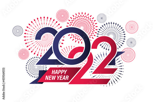 happy new year 2022 cover with modern geometric abstract background in retro style