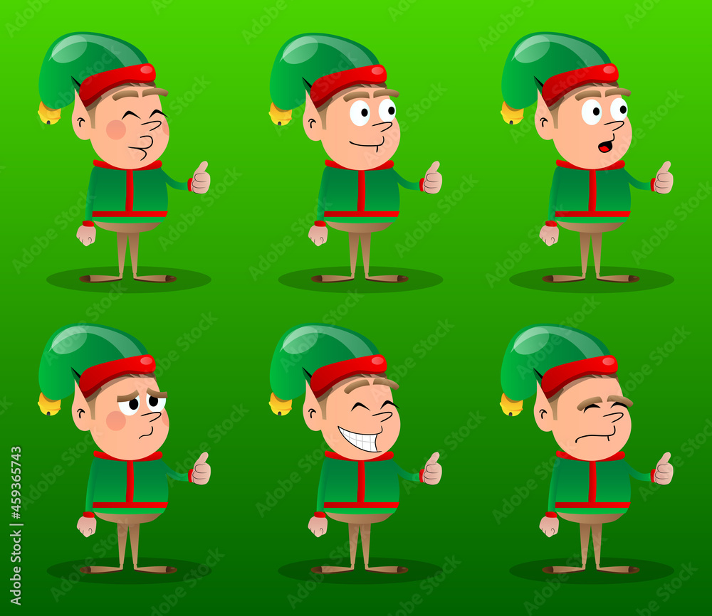 Christmas Elf making thumbs up sign. Vector cartoon character illustration of Santa Claus's little worker, helper. Christmas Elf making thumbs up sign. Vector cartoon character illustration of Santa Claus's little worker, helper.