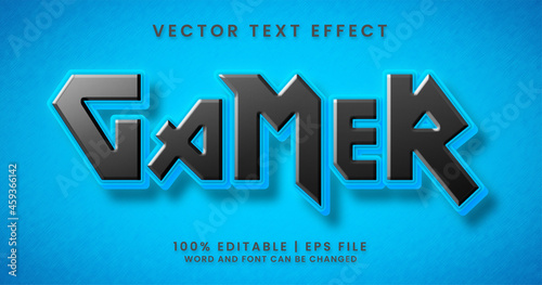 Gamer text, blue black editable text effect style