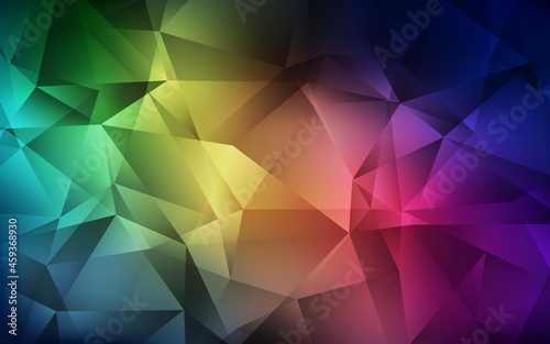 Dark Green  Red vector polygonal background.