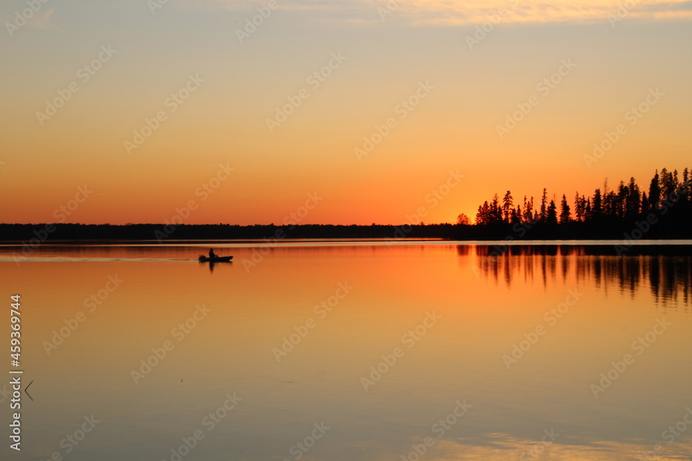Boating On A Warm Sunset, Elk Island National Park, Alberta Boating On A Warm Sunset, Elk Island National Park, Alberta