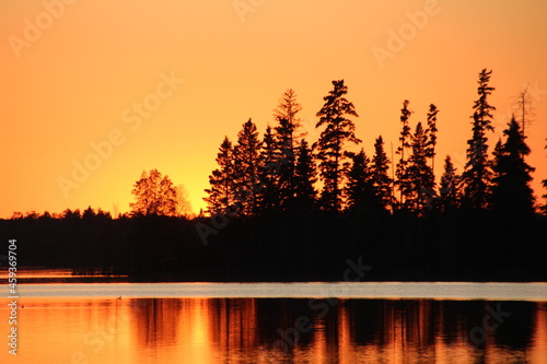 Sunset Behind The Island, Elk Island National Park, Alberta