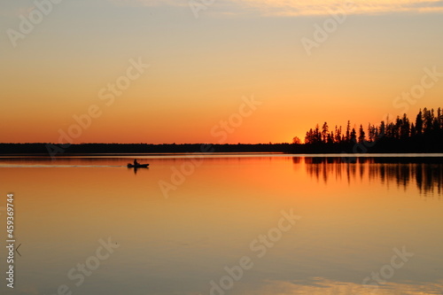 Boating On A Warm Sunset, Elk Island National Park, Alberta