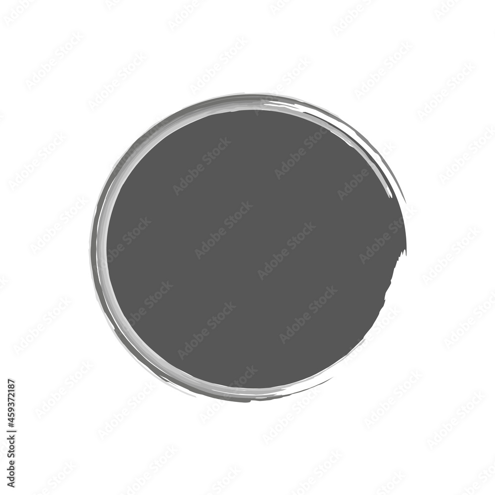 Ink gray circle icon. White frame. Abstract paint brush. Realistic hand drawn art. Vector illustration. Stock image. Ink gray circle icon. White frame. Abstract paint brush. Realistic hand drawn art. Vector illustration. Stock image.